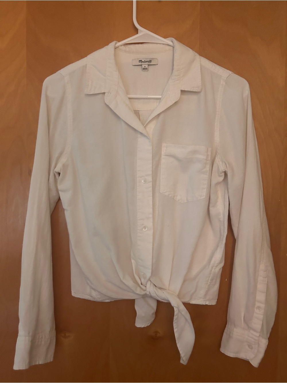 Madewell White Tie-Front Button-Down Shirt